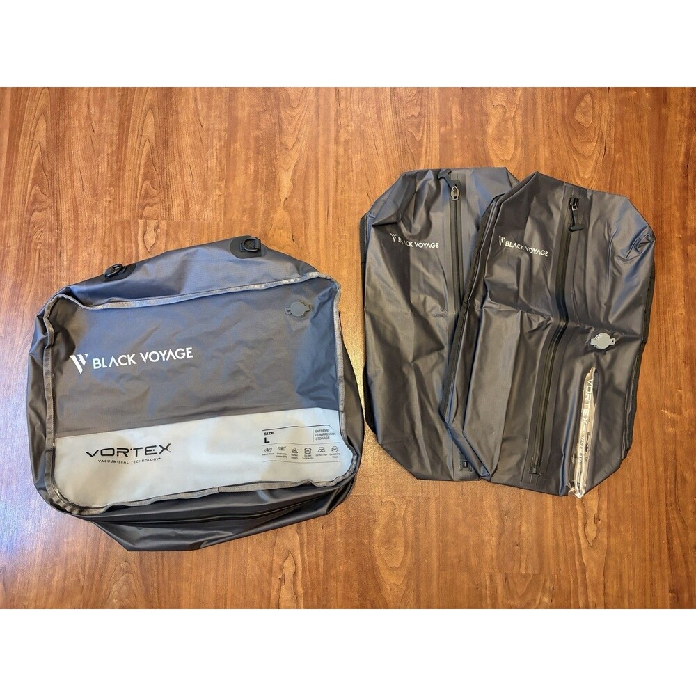 Black Voyage Vortex Vacuum Compression Travel Cubes 2 x 18L & 1 x 41L Gray